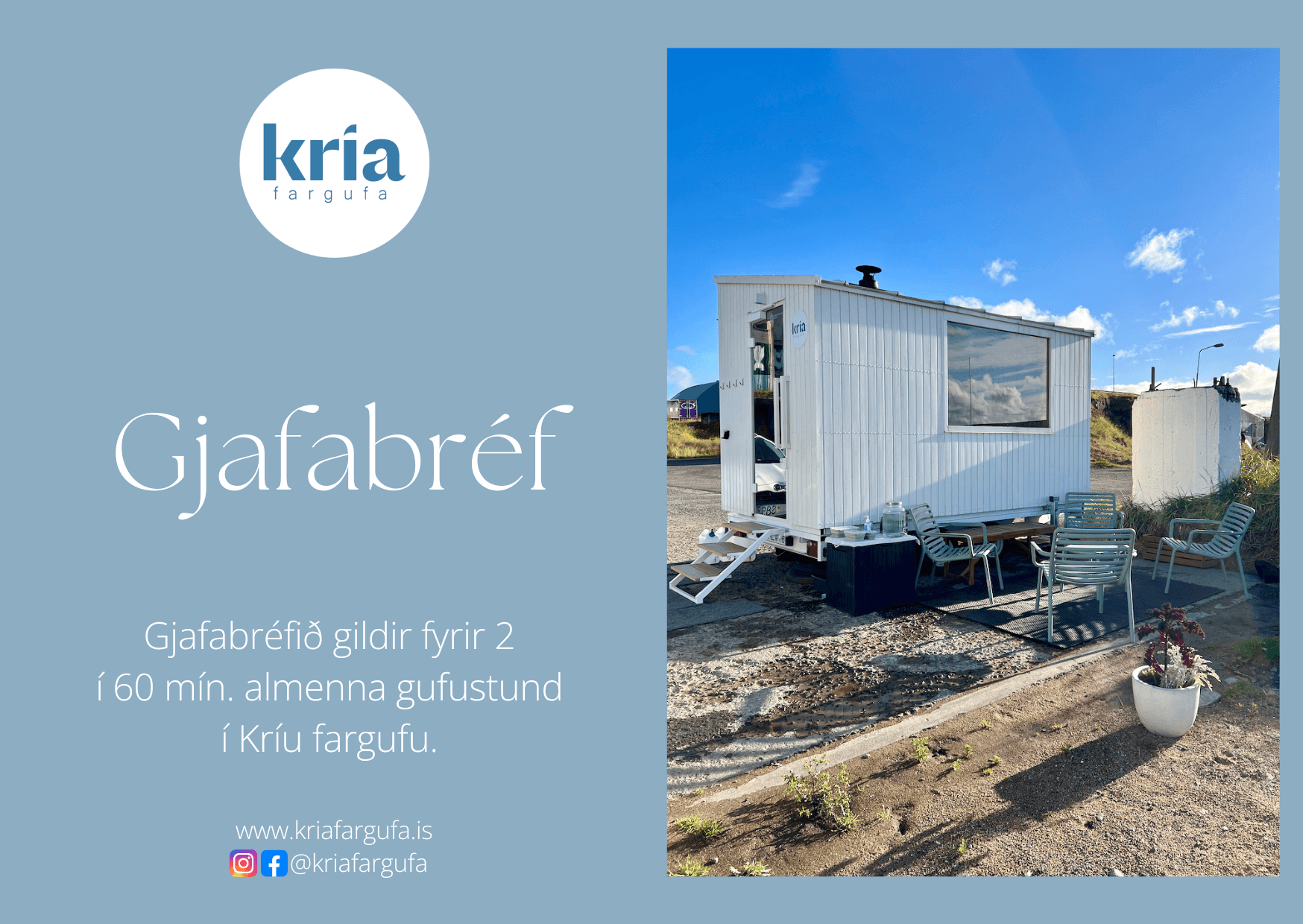 Gjafabréf fyrir 2 í 60 mín. almenna gufustund